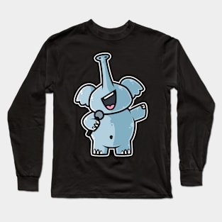 Elephant Sing Karaoke Kids Kawaii Neko Anime print Long Sleeve T-Shirt